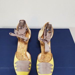 Loft Wedge Espadrille Size 8 Yellow/Tan